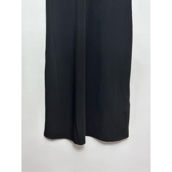 Allsaints Slip Dress Women's 00 Black Solid Knee Length V Neck Minimalist New - Picture 7 of 9